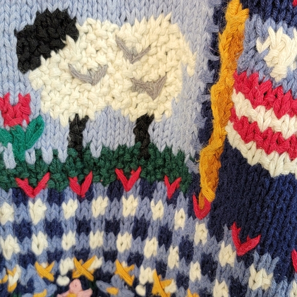 Vintage Northern Isles Hand Knit Freedom USA Prairie Land Sweater Cardigan Small - Picture 15 of 16